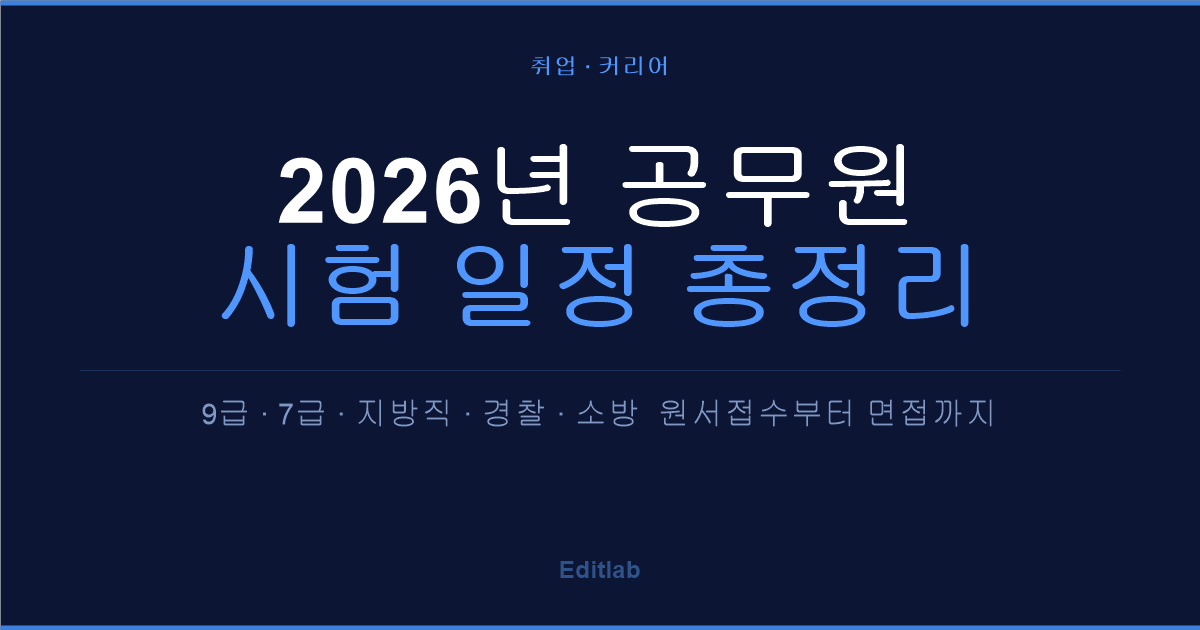 2026년 공무원 시험 일정, 9급·7급 총정리 — 지금 달력에 표시해야 할 날짜