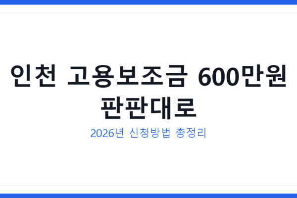 인천시 고용보조금 600만원 판판대로 받는 2026년 신청법 총정리