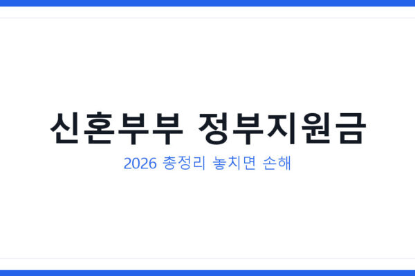 신혼부부 정부지원금 2026 총정리 및 신청방법과 준비서류 확인하기