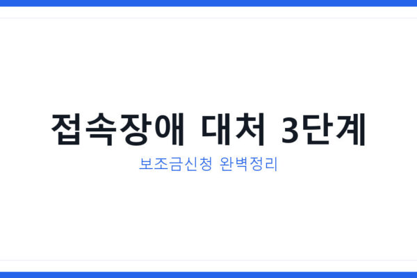 보조금신청 접속 장애 또 터지면 놓치지 않는 완벽 대처법 3가지
