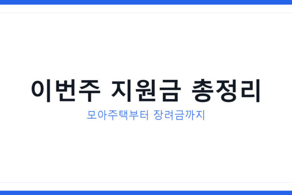 정부지원금 총정리, 모아주택 300만원부터 청년일자리도약장려금까지