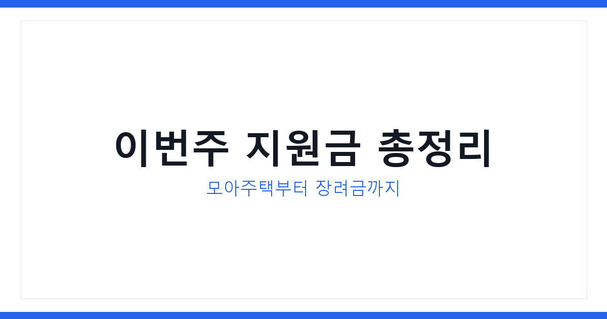 정부지원금 총정리, 모아주택 300만원부터 청년일자리도약장려금까지