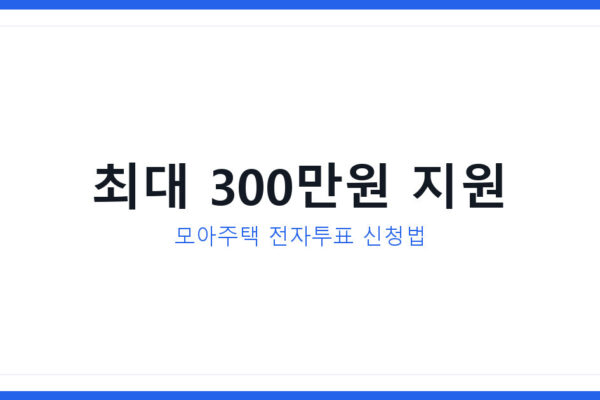 모아주택 전자투표 최대 300만원 지원금 신청방법과 대상 총정리