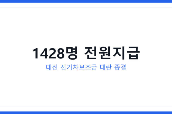 대전 전기차보조금 대란 71억원 추가투입, 1428명 전원 지원 확정