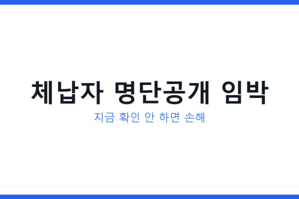 국세청 체납관리단 2차 일정 총정리, 대상자 지금 바로 확인하는 법