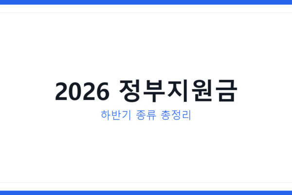 2026 하반기 정부지원금 종류와 미리 준비해야하는 이유 총정리