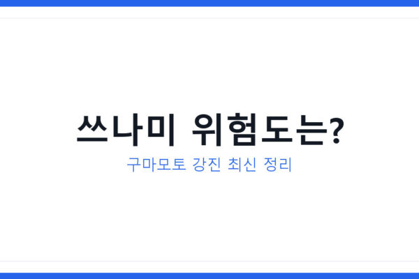 구마모토 강진 쓰나미 위험도 확인법, 지진 발생 시 대처 3가지