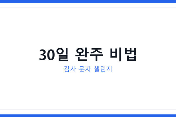 감사 메시지 30일 챌린지 매일 문자 하나로 관계와 마음이 달라진다
