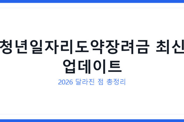 청년일자리도약장려금 지원금액과 지급 방식 및 최신 업데이트 정리
