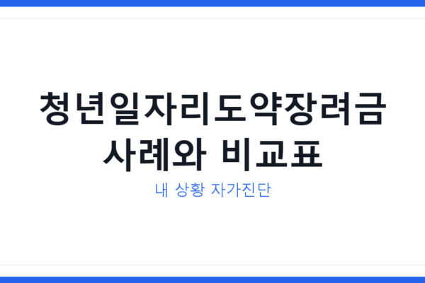 청년일자리도약장려금 사례 모음과 비교표 및 내 상황 자가 진단 체크 방법