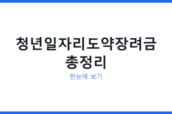 청년일자리도약장려금 신청 4단계와 총정리 한눈에 보기