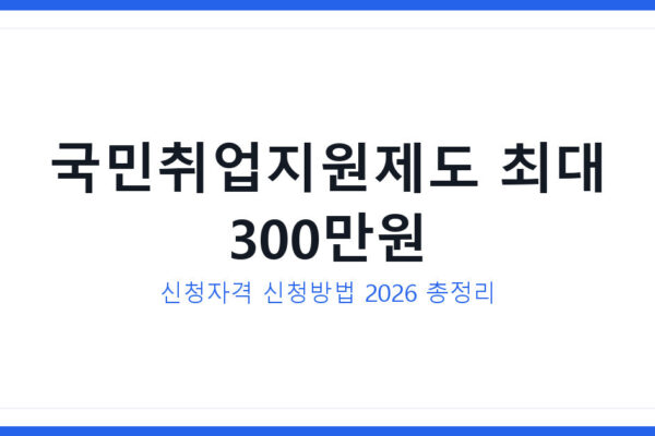 국민취업지원제도 최대300만원 받는법 2026