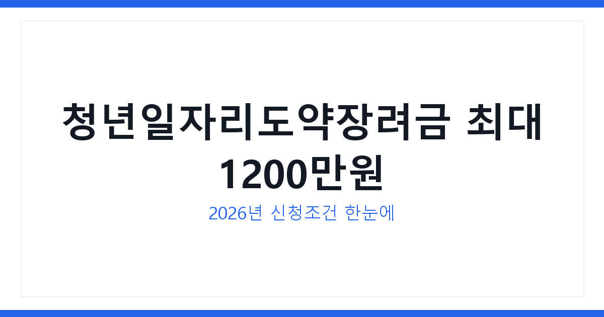 청년일자리도약장려금 2026년 최대 1200만원 신청조건 총정리