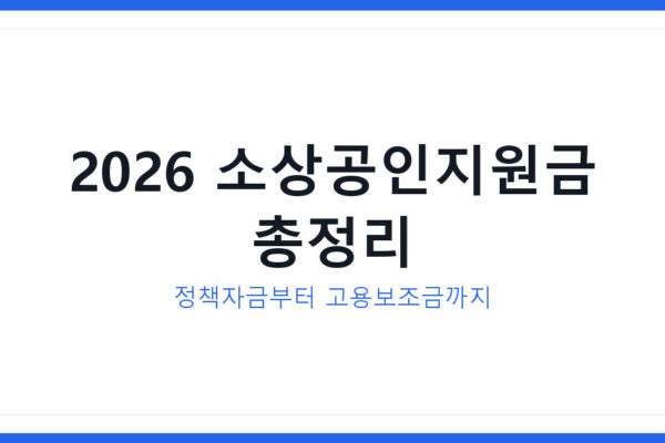 2026년 소상공인지원금 정책자금 최신 신청방법과 지원금액 총정리