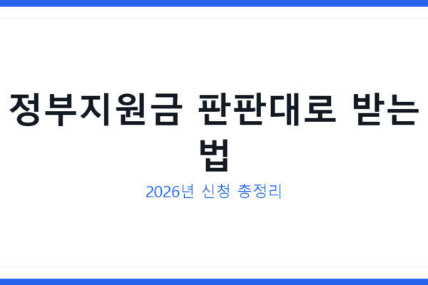 2026년 정부지원금 신청 판판대로 받는 법과 흔한 실수 총정리