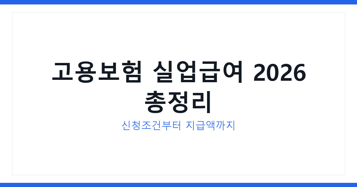 고용보험 실업급여 신청조건과 2026년 최신 지급액 총정리 안내