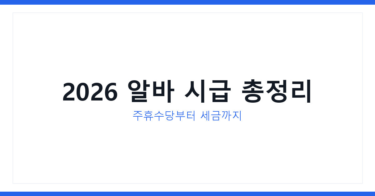 2026년 알바 최저시급 세금 3.3%까지 실수령액 완벽총정리