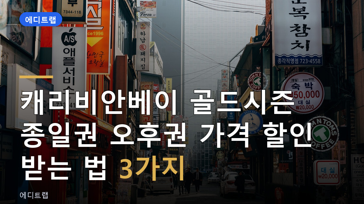 캐리비안베이 골드시즌 종일권 오후권 가격 할인 받는 법 3가지