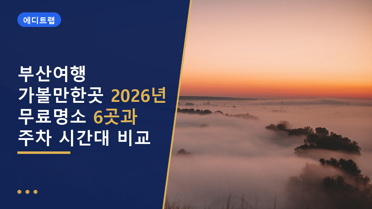 부산여행 가볼만한곳 2026년 무료명소 6곳과 주차 시간대 비교
