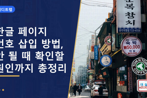 한글 페이지 번호 삽입 방법, 안 될 때 확인할 원인까지 총정리