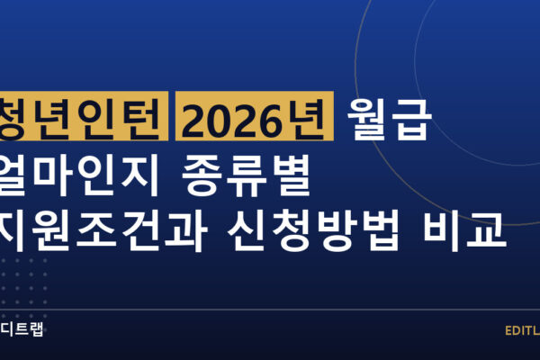청년인턴 2026년 월급 얼마인지 종류별 지원조건과 신청방법 비교
