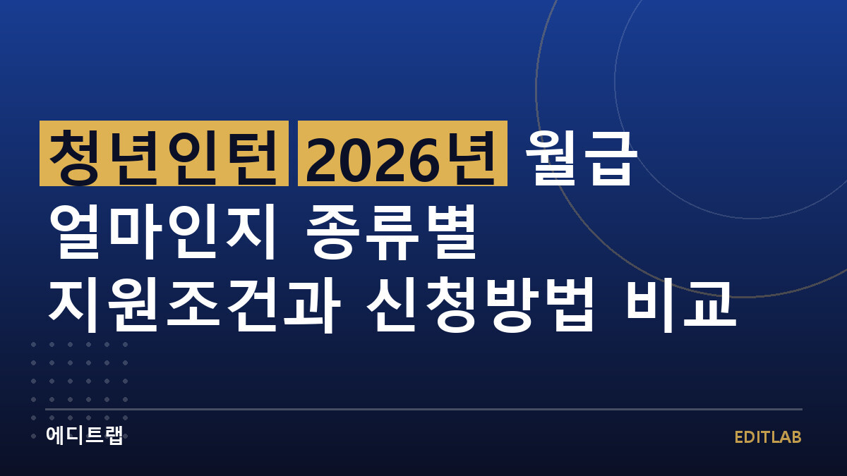 청년인턴 2026년 월급 얼마인지 종류별 지원조건과 신청방법 비교